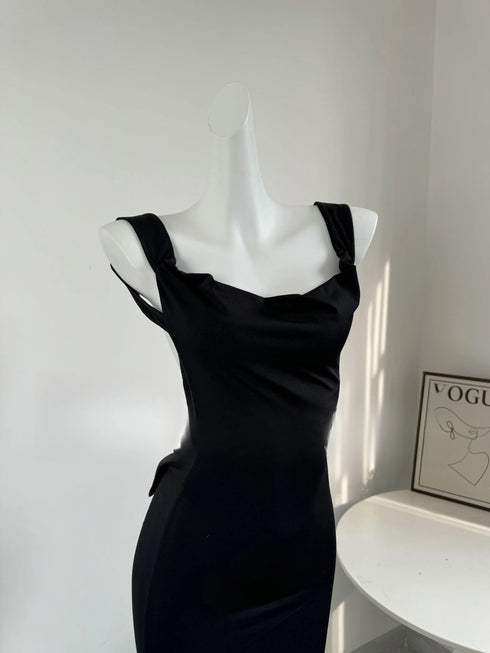 Sleeveless Evening Dress with Big Bow Backless for Gala and Wedding Guest